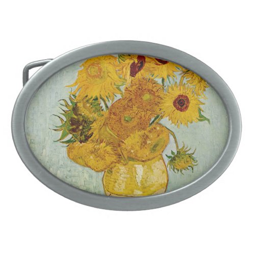 Vincent Van Gogh 12 Sunflowers Impressionist Oval Belt Buckle