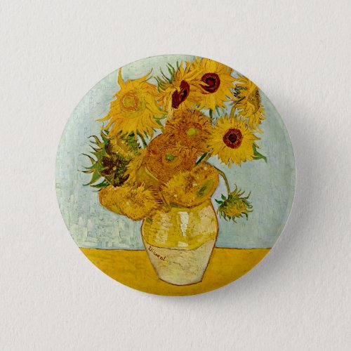 Vincent Van Gogh 12 Sunflowers Impressionist Pinback Button