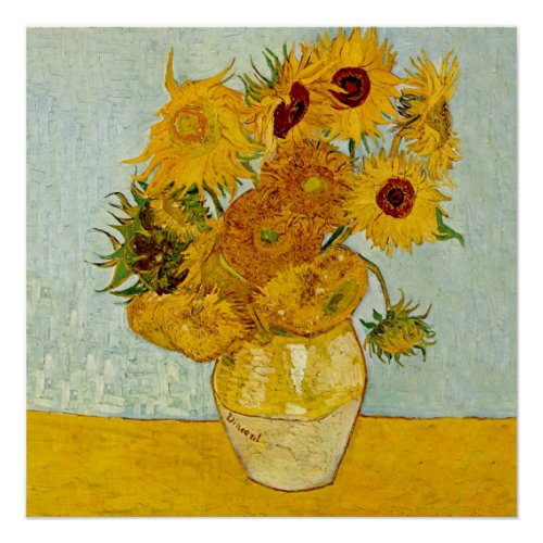 Vincent Van Gogh 12 Sunflowers Impressionist Poster