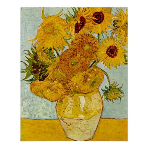 Vincent Van Gogh 12 Sunflowers Impressionist Poster