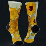 Vincent Van Gogh 12 Sunflowers Impressionist Socks<br><div class="desc">Vincent Van Gogh's Vase with 12 Sunflowers is one of Van Gogh's famous Sunflower series. This painting of sunflowers is part of Van Gogh's second set of beautiful impressionist sunflower paintings, which he created in 1888. The sunflowers are yellow against a background of light blue. As in all of Van...</div>