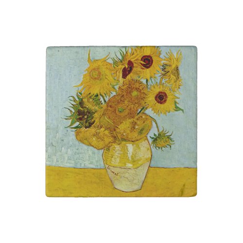 Vincent Van Gogh 12 Sunflowers Impressionist Stone Magnet