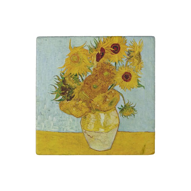 Vincent Van Gogh 12 Sunflowers Impressionist Stone Magnet (First Magnet)