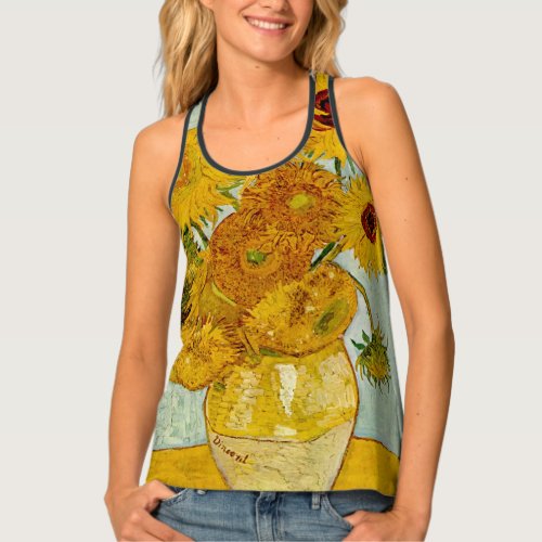Vincent Van Gogh 12 Sunflowers Impressionist Tank Top