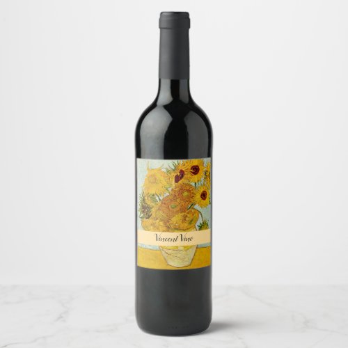 Vincent Van Gogh 12 Sunflowers Impressionist Wine Label