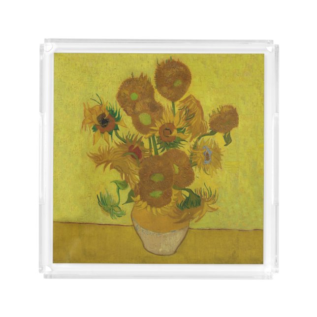 Vincent Van Gogh 15 Sunflowers Painting Acrylic Tray (Front)