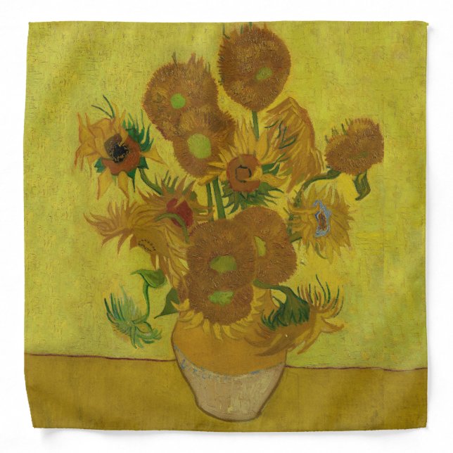 Vincent Van Gogh 15 Sunflowers Painting Bandana (Front)