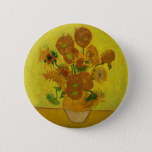 Vincent Van Gogh 15 Sunflowers Painting Button