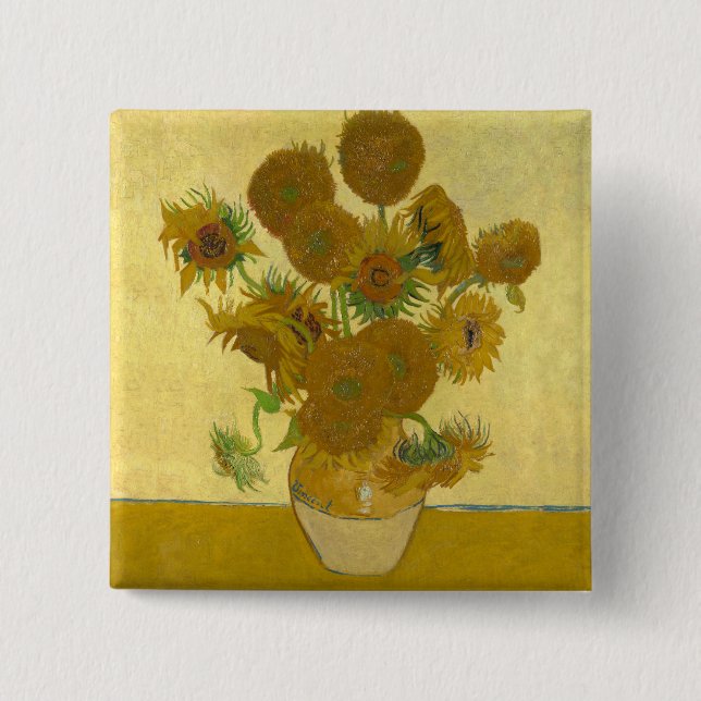 Vincent Van Gogh 15 Sunflowers Painting Button (Front)