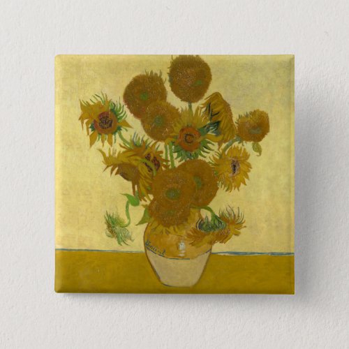 Vincent Van Gogh 15 Sunflowers Painting Button