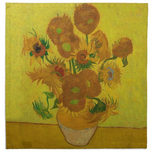 Vincent Van Gogh 15 Sunflowers Painting Cloth Napkin