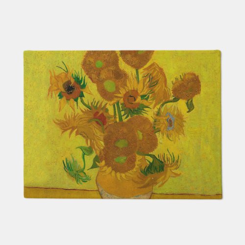 Vincent Van Gogh 15 Sunflowers Painting Doormat