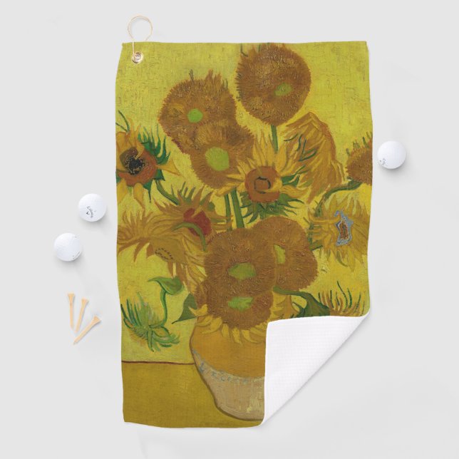 Vincent Van Gogh 15 Sunflowers Painting Golf Towel (InSitu)