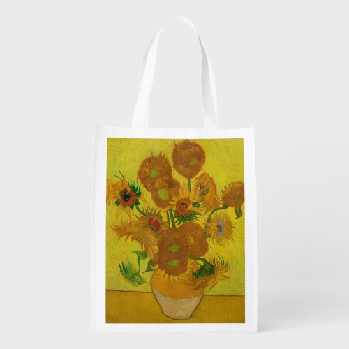 Vincent Van Gogh 15 Sunflowers Painting Grocery Bag