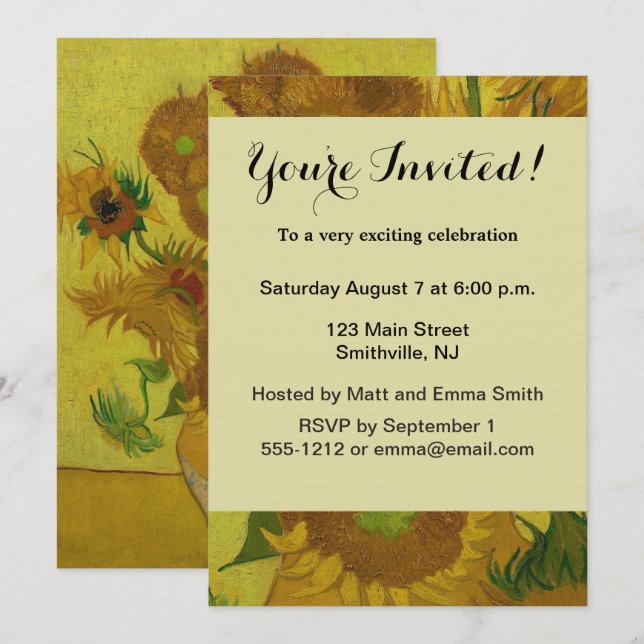 Vincent Van Gogh 15 Sunflowers Painting Invitation (Front/Back)