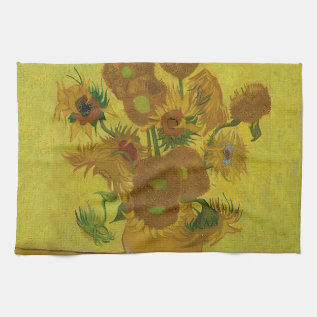 Vincent Van Gogh 15 Sunflowers Painting Kitchen Towel (Horizontal)