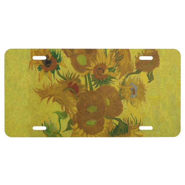 Vincent Van Gogh 15 Sunflowers Painting License Plate (Front)