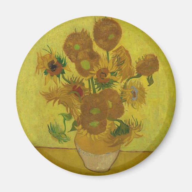 Vincent Van Gogh 15 Sunflowers Painting Magnet (Front)