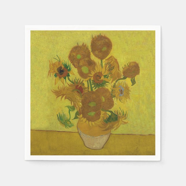 Vincent Van Gogh 15 Sunflowers Painting Napkins (Front)