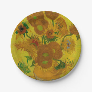Vincent Van Gogh 15 Sunflowers Painting Paper Plates