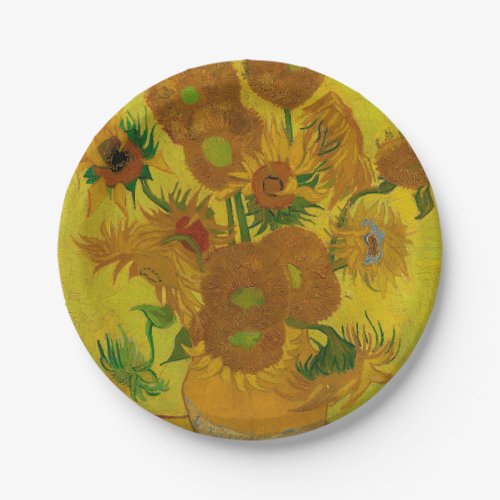 Vincent Van Gogh 15 Sunflowers Painting Paper Plates