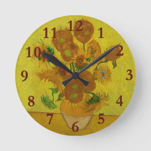 Vincent Van Gogh 15 Sunflowers Painting Round Clock