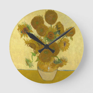 Vincent Van Gogh 15 Sunflowers Painting Round Clock