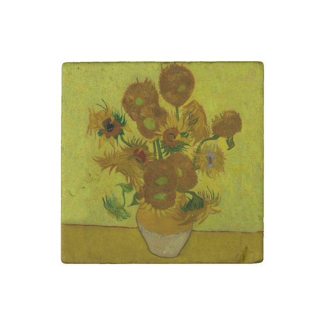 Vincent Van Gogh 15 Sunflowers Painting Stone Magnet (Fourth Magnet)