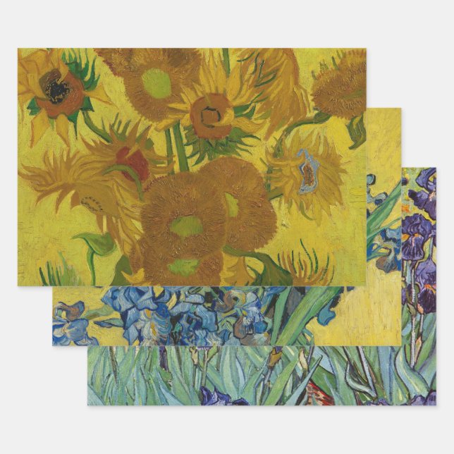 Vincent Van Gogh 15 Sunflowers Painting Wrapping Paper Sheets (Set)