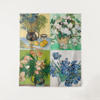 Vincent Van Gogh 1800s Flower Painting Collage Tapestry
