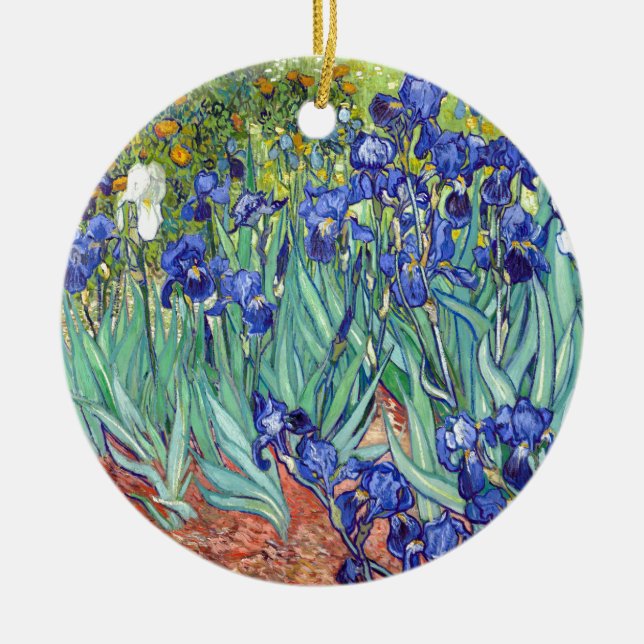 Vincent van Gogh 1889 Irises Ceramic Ornament (Front)