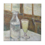 Vincent van Gogh Absinthe Famous Painting Ceramic Tile<br><div class="desc">"Still Life with Absinthe" by Vincent van Gogh is a poignant exploration of the mysterious and intoxicating qualities associated with absinthe, a potent liquor popular during the late 19th century. The painting features a glass of absinthe placed on a table alongside a carafe, sugar cube, and slotted spoon, which were...</div>