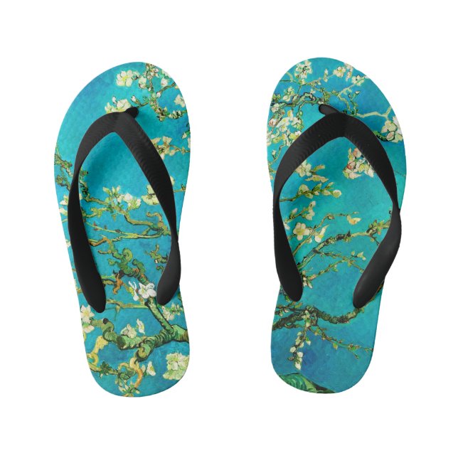 Vincent Van Gogh Almond Blossom Fine Art Kid's Flip Flops (Footbed)