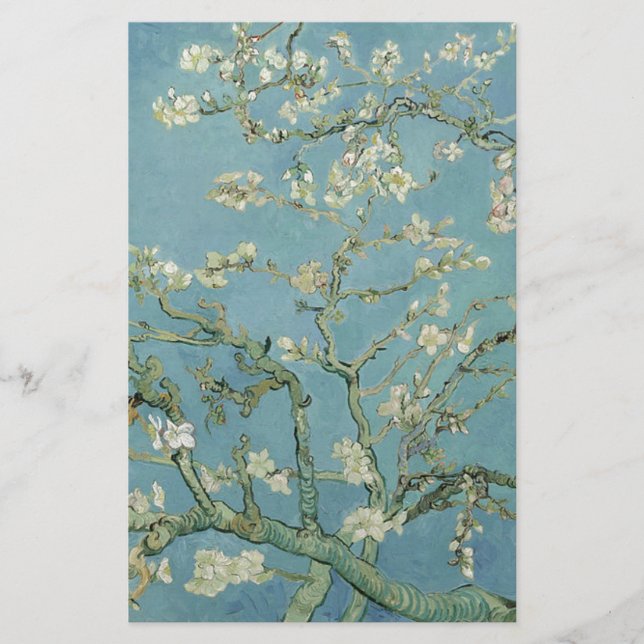 Vincent Van Gogh Almond Blossom Floral Painting Stationery (Front)