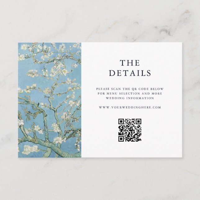 Vincent Van Gogh Almond Blossom Floral Wedding Enclosure Card (Front)