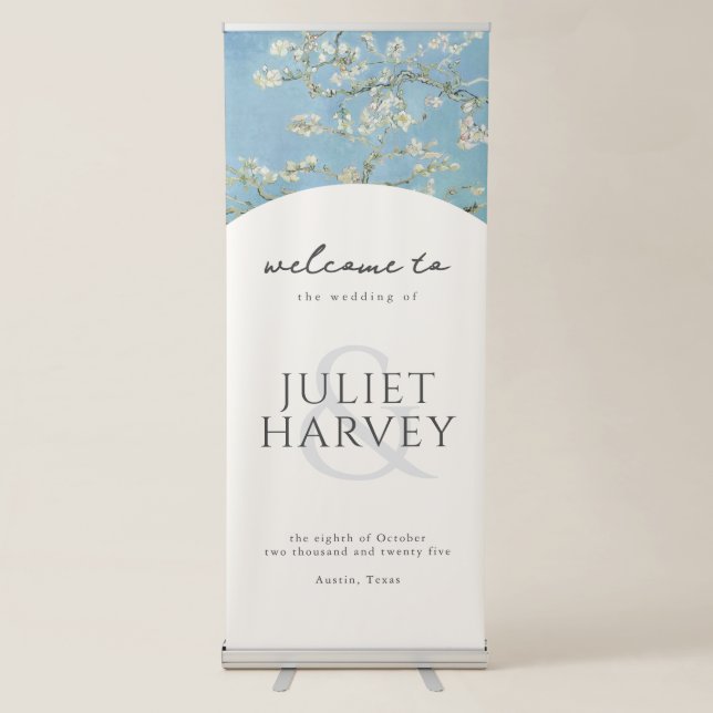 Vincent Van Gogh Almond Blossom Floral Wedding Retractable Banner (Front)