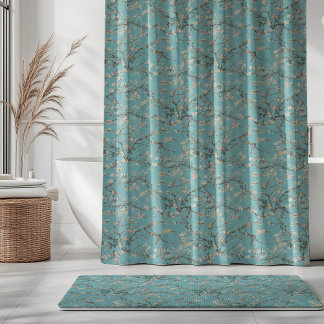 Vincent Van Gogh Almond Blossom on Robin Egg Blue Shower Curtain