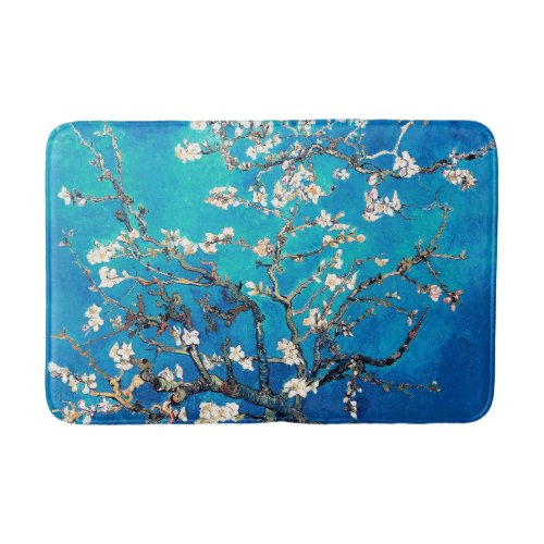 Vincent Van Gogh Almond Blossoms Bright Turquoise Bath Mat