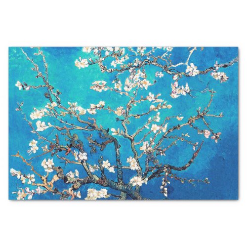 Vincent Van Gogh Almond Blossoms Bright Turquoise Tissue Paper