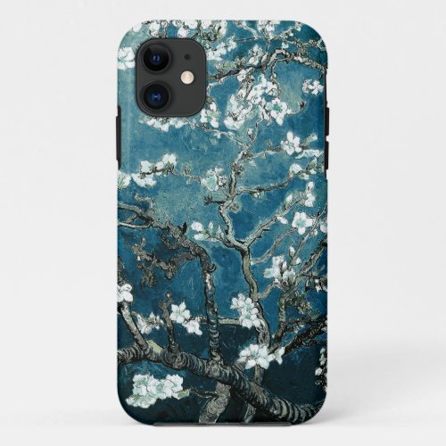 Vincent Van Gogh Almond Blossoms Dark Teal iPhone 11 Case