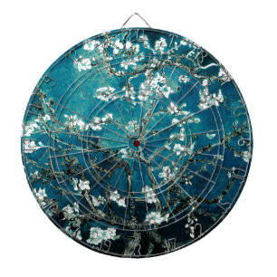 Vincent Van Gogh Almond Blossoms Dark Teal Dart Board