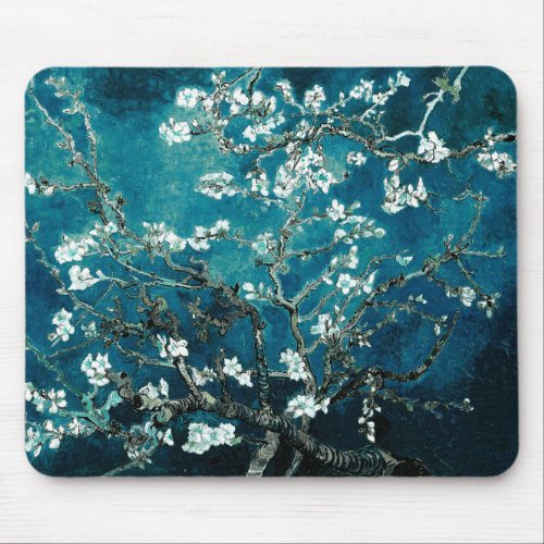 Vincent Van Gogh Almond Blossoms Dark Teal Mouse Pad