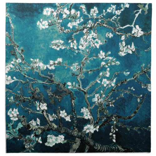 Vincent Van Gogh Almond Blossoms Dark Teal Napkin