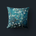 Vincent Van Gogh Almond Blossoms Dark Teal Throw Pillow<br><div class="desc">Artist: Vincent Van Gogh
Title: Almond Blossoms
Altered by 2sweet4wordsDesigns/ PureVintage Love

Vincent Van Gogh,  Van Gogh,  Almond Blossoms,  flowers,  floral,  pretty,  beautiful,  purevintagelove</div>