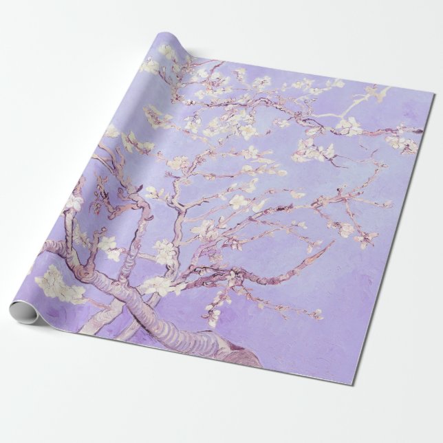 Vincent Van Gogh Almond Blossoms : Lavender Wrapping Paper (Unrolled)