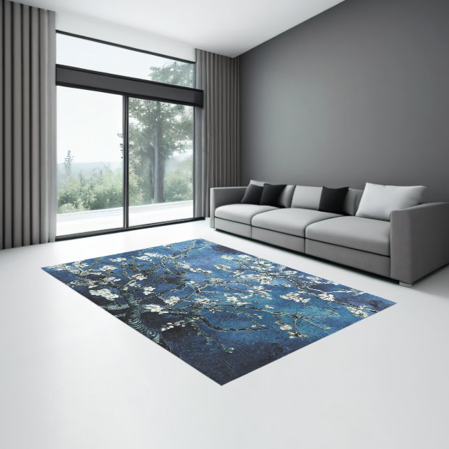 Vincent Van Gogh Almond Blossoms Navy Rug (Insitu (Indoor 3))