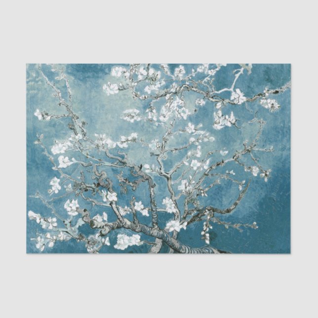 Vincent Van Gogh Almond Blossoms Soft Teal Tissue Paper (Front)