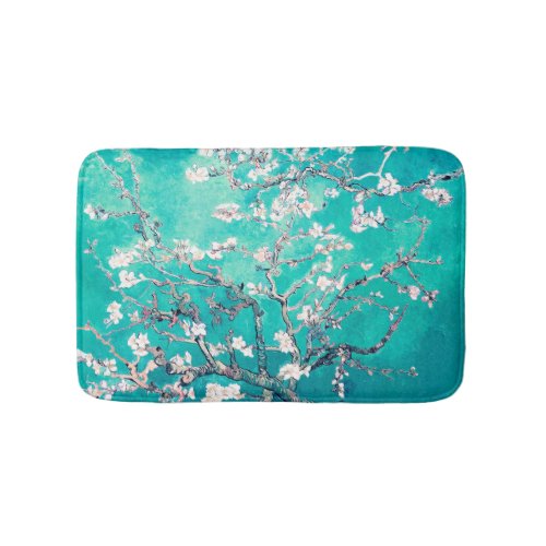 Vincent Van Gogh Almond Blossoms Turquoise Bath Mat