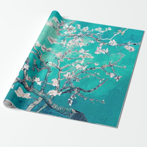 Vincent Van Gogh Almond Blossoms Turquoise Wrapping Paper
