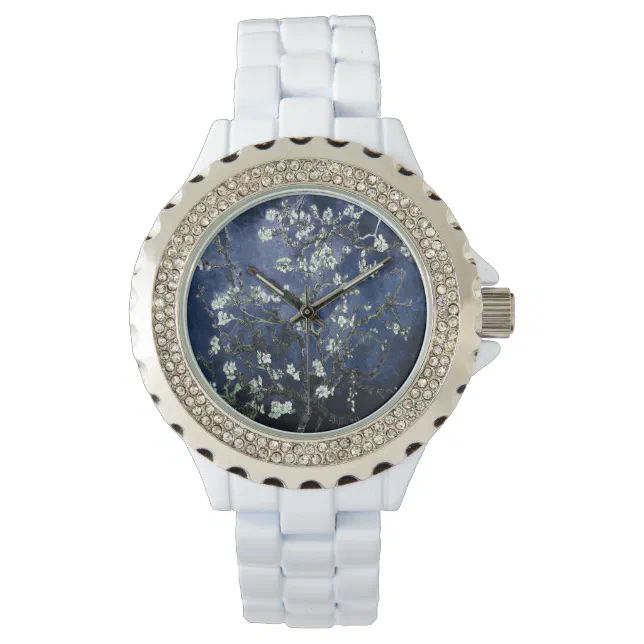 Vincent Van Gogh Almond Blossoms Watch Dark Blue | Zazzle display picture 1